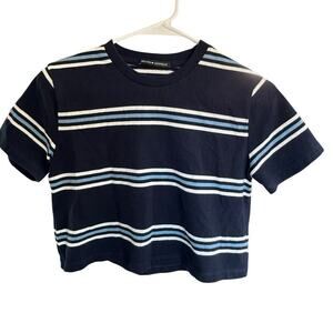 Brandy Melville Women's Helen Top Navy White Stripe Cotton Preppy Retro OS